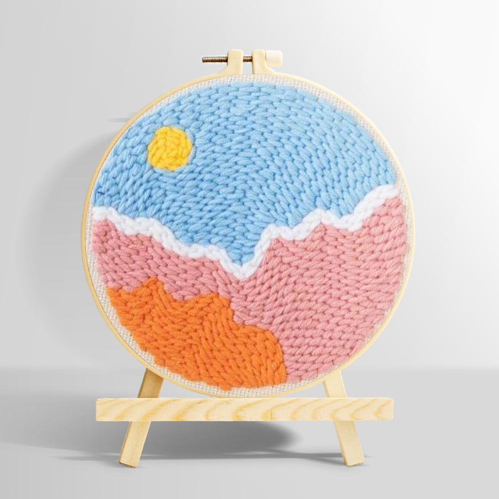 Sun over colorful clouds punch needle kit for beginners