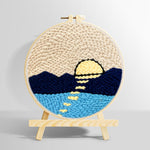 Sun over mountains and water punch needle kit for beginners