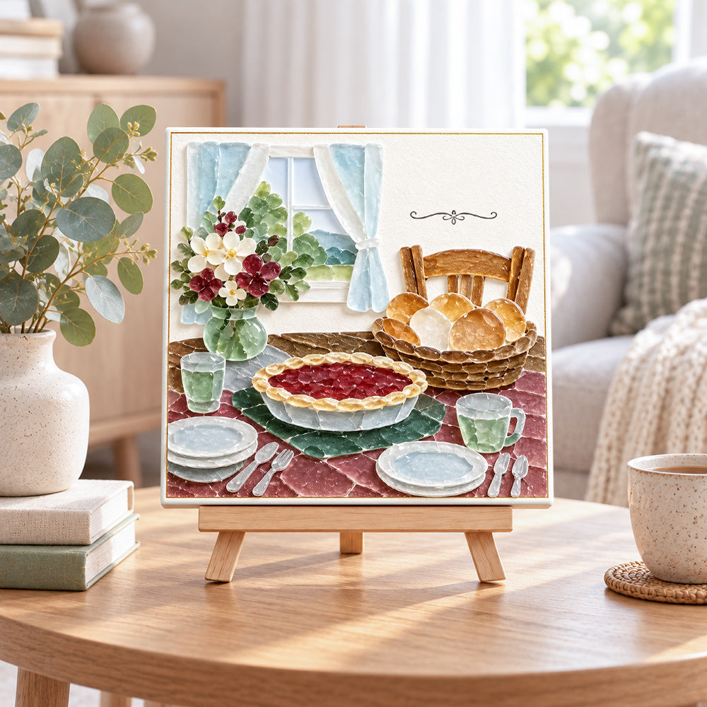 Sunday home feast sea glass art kit displayed as seasonal home decor