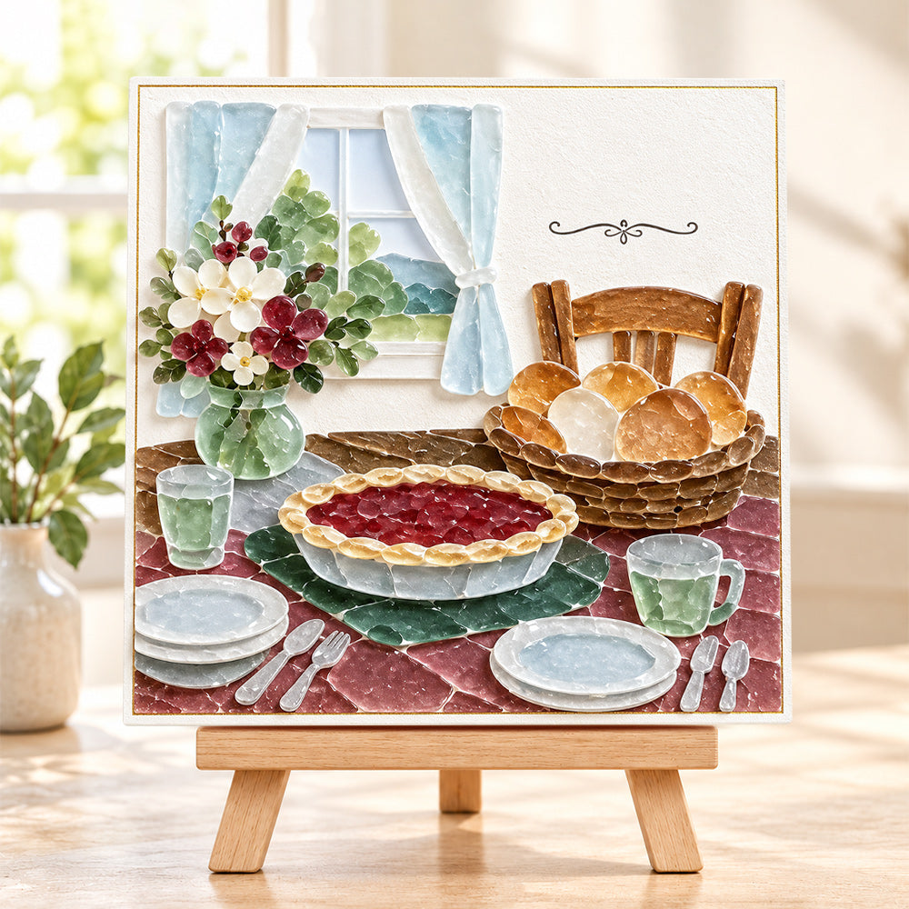 Sunday home feast sea glass art kit finished artwork on display