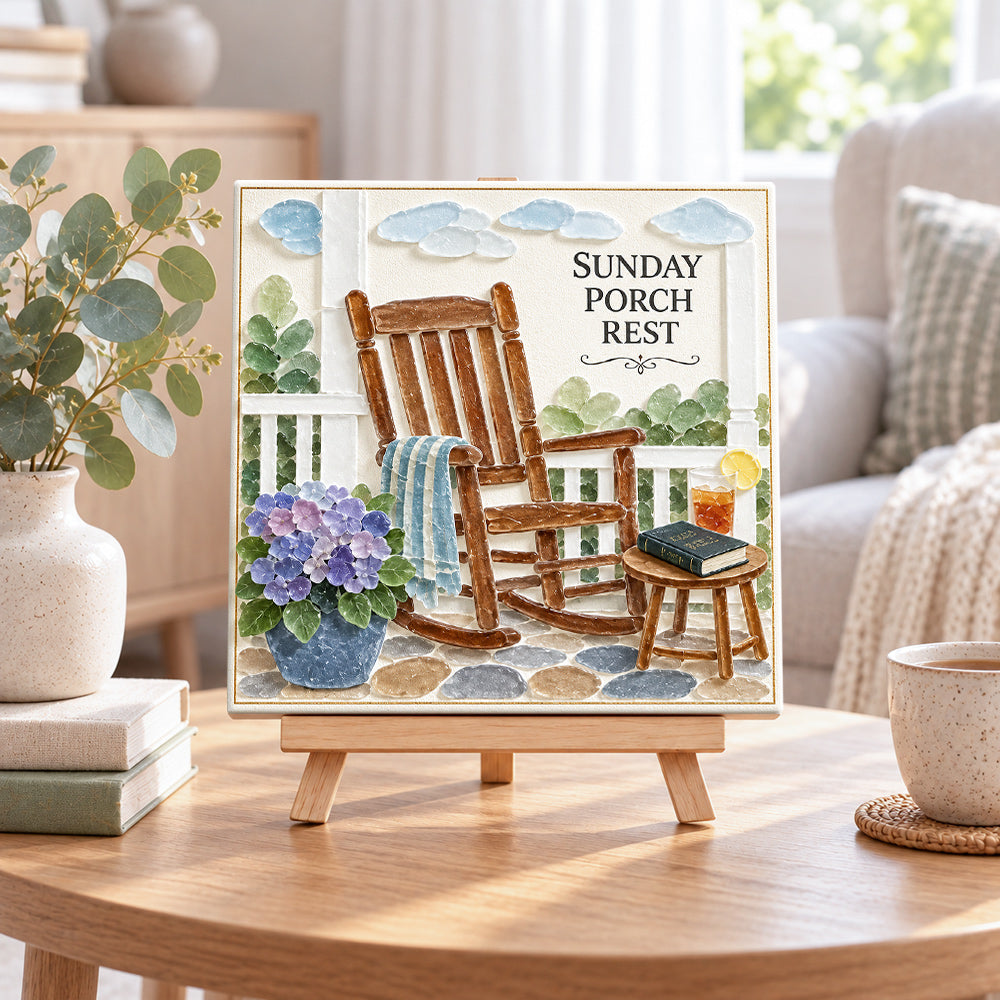 Sunday porch rest sea glass art kit displayed as seasonal home decor