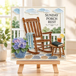 Sunday porch rest sea glass art kit finished artwork on display