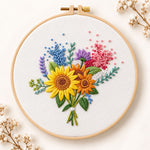 Sunflower and lavender bouquet embroidery kit