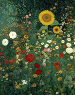 Sunflower and poppies on dark green cross stitch kit for beginners