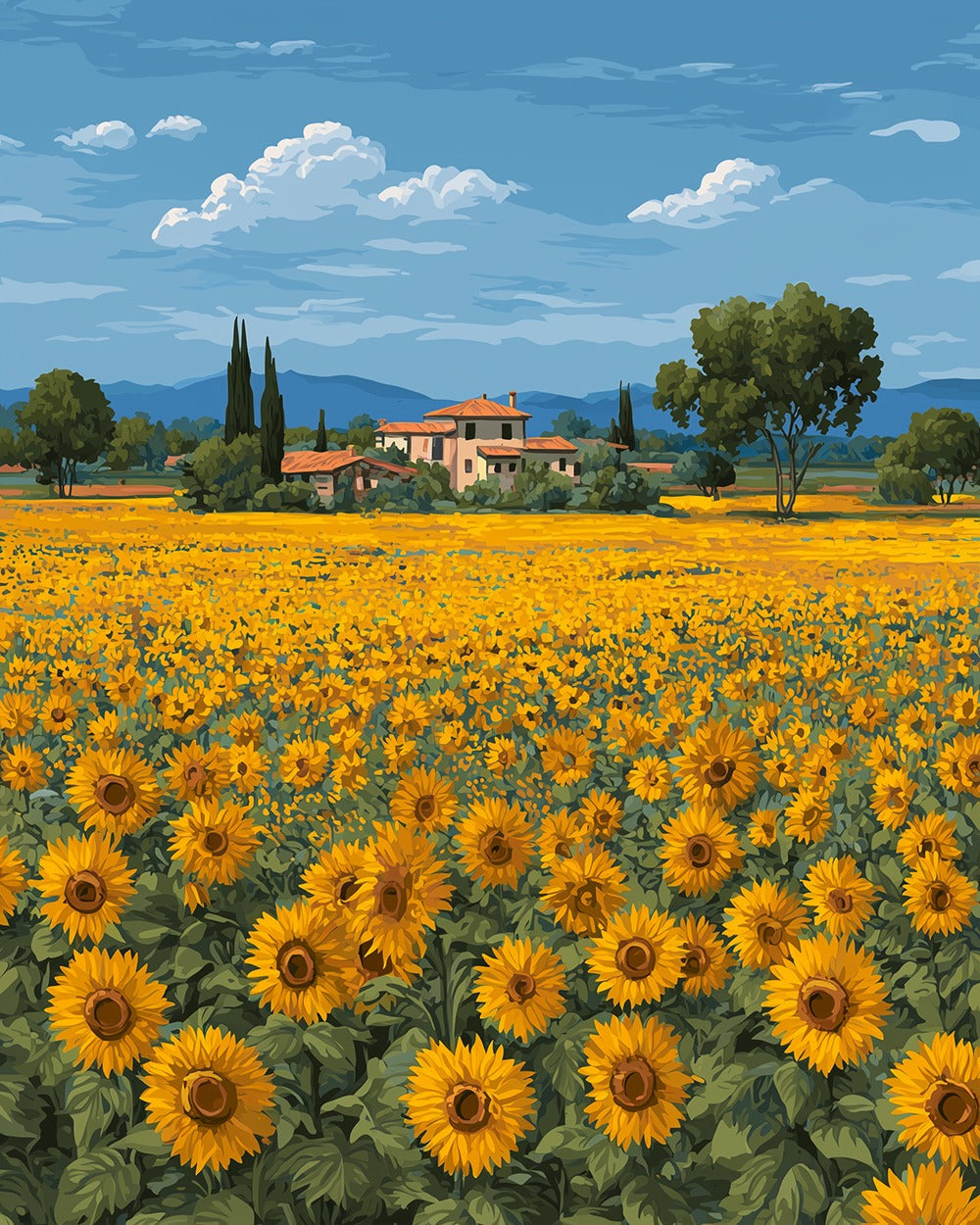 Sunflower countryside cross stitch kit for beginners