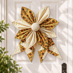 Sunflower DIY quilted bow sewing kit finished as a handmade door decoration