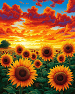 Sunflower sunset field cross stitch kit for beginners