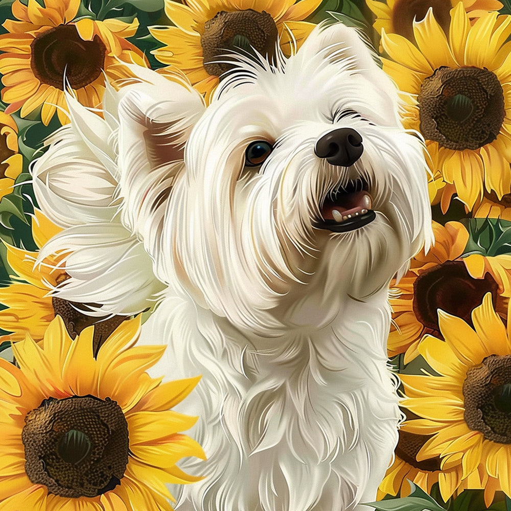 Sunflower westie cross stitch kit for beginners