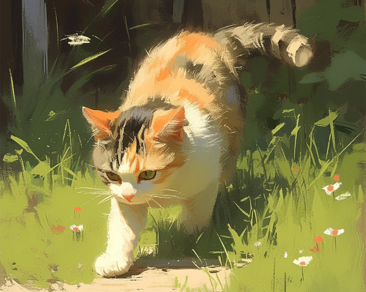 Sunlit garden kitten cross stitch kit for beginners