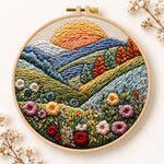 Sunlit mountain wildflowers embroidery kit