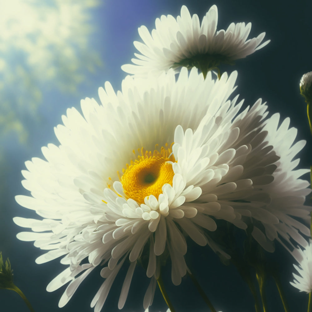 Sunlit white daisies cross stitch kit for beginners