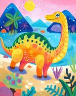 Sunny dinosaur scene cross stitch kit for beginners