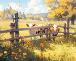 Sunny pasture with cows cross stitch kit for beginners