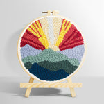 Sunrise mountain landscape punch needle kit for beginners