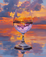 Sunset in wine glass cross stitch kit for beginners