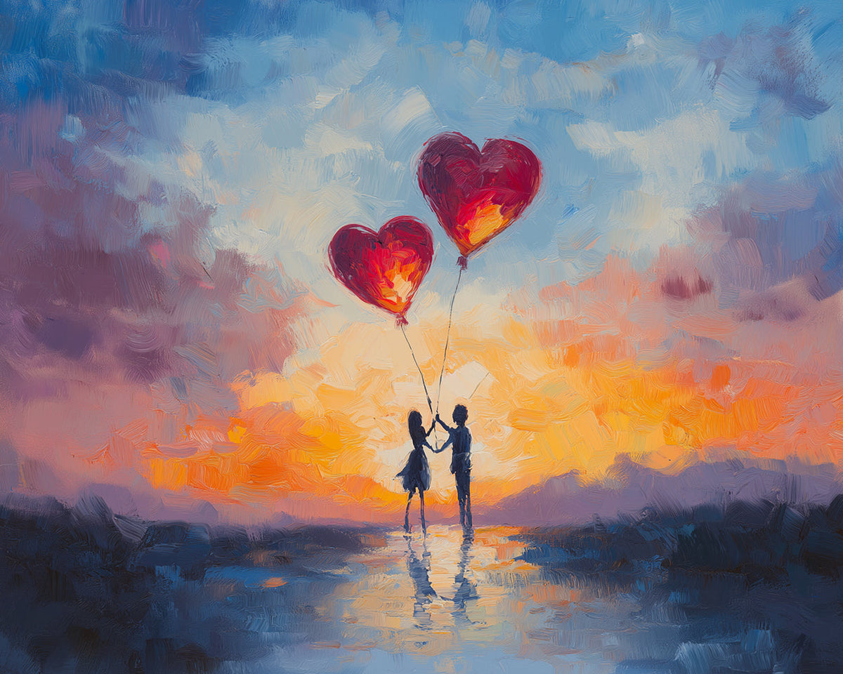 Sunset love balloons cross stitch kit for beginners