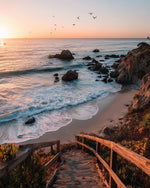 Sunset ocean stairway cross stitch kit for beginners