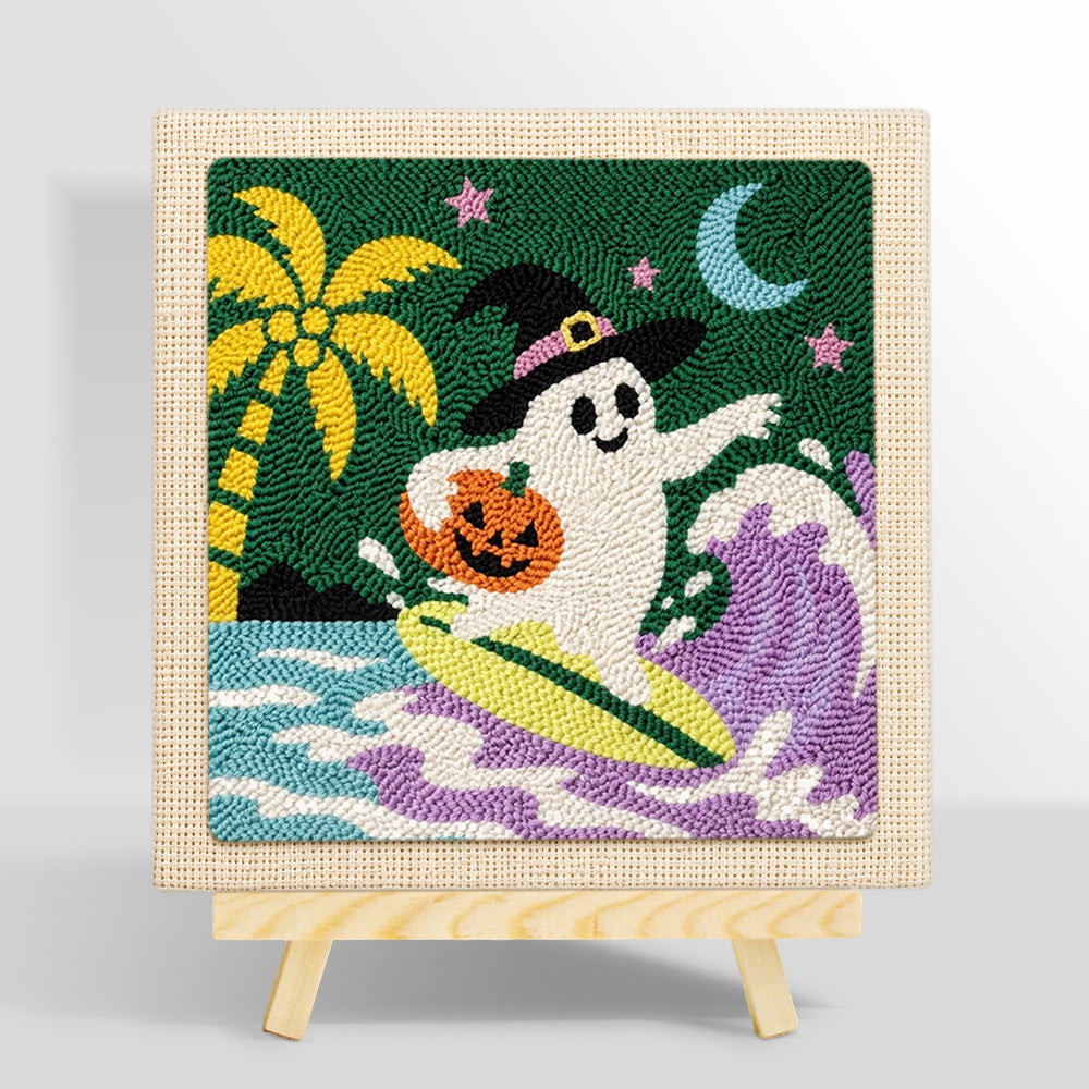 Surfing halloween ghost punch needle kit for beginners
