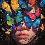 Surreal butterfly mask portrait cross stitch kit for beginners