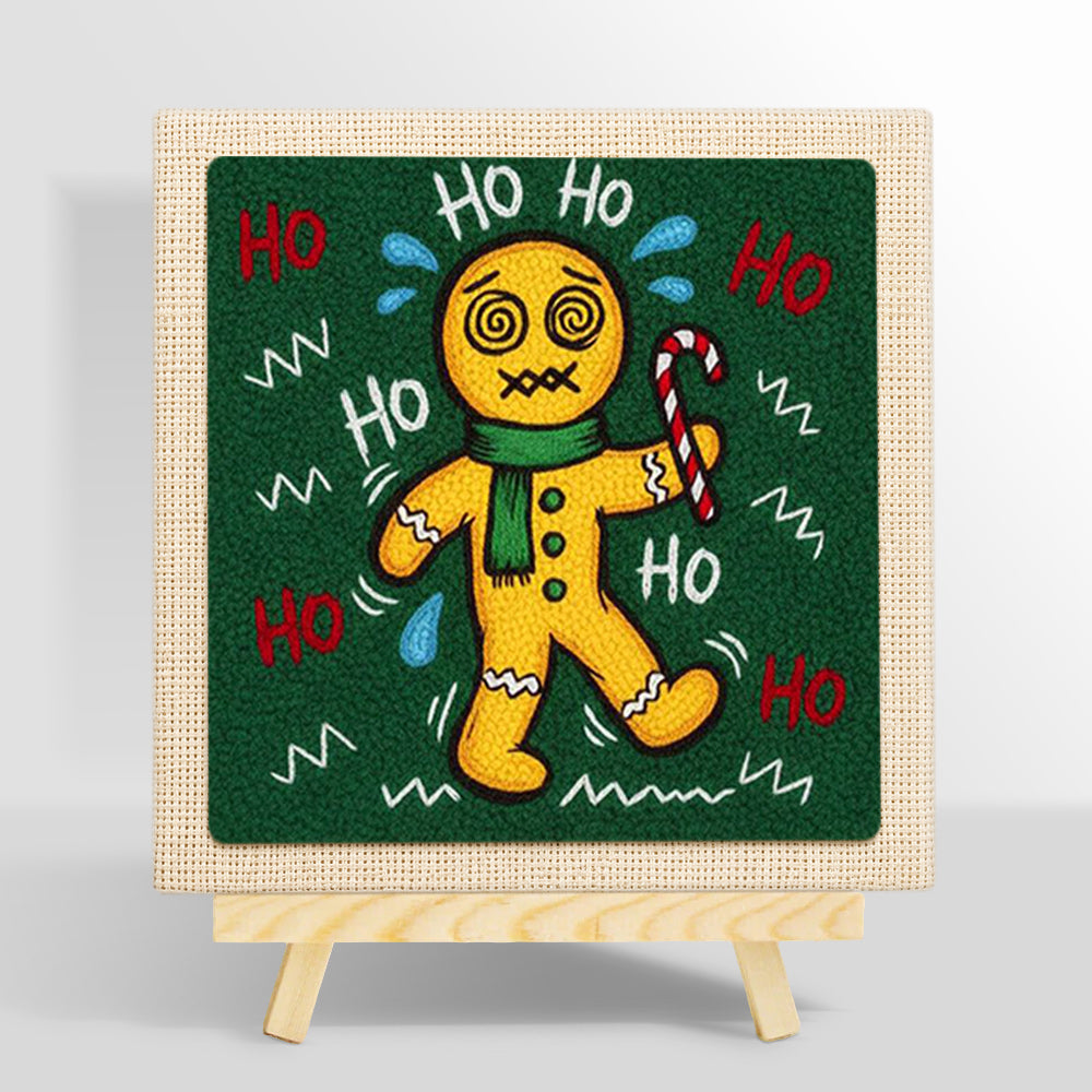 Sweating dizzy gingerbread man punch needle kit for beginners