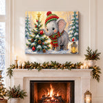 Finished sweet baby elephant adorning tree pearl diamond painting artwork displayed as holiday home decor