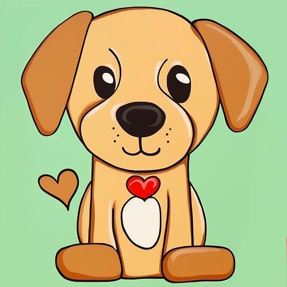 Sweet cartoon puppy with heart cross stitch kit for beginners