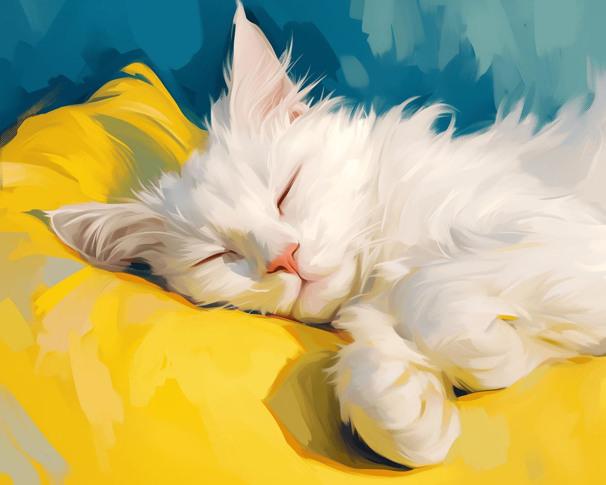 Sweet cat nap cross stitch kit for beginners