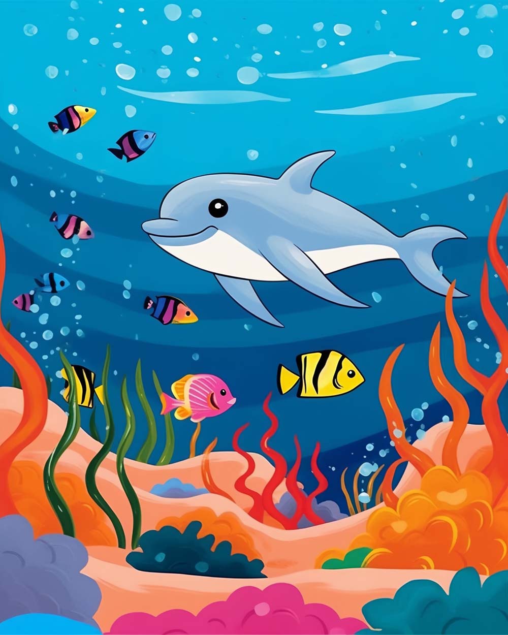 Sweet dolphin swim cross stitch kit for beginners