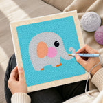 Creating handmade sweet gray elephant punch needle artwork