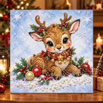 Sweet little christmas fawn pearl diamond painting kit for beginners