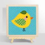 Sweet little yellow bird with green wing punch needle kit for beginners
