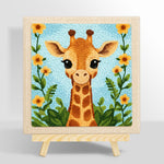 Sweet long-neck giraffe and flowers punch needle kit for beginners