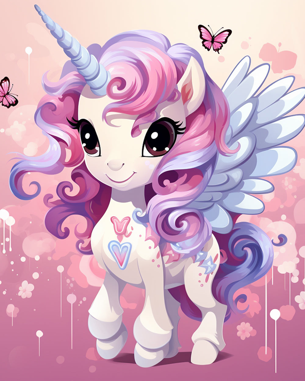Sweet pastel winged unicorn cross stitch kit for beginners