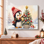Sweet penguin with christmas ornaments pearl diamond painting kit for beginners