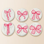 Sweet pink ribbon punch needle coaster kit finished handmade coasters