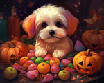 Sweet puppy and halloween treats cross stitch kit for beginners