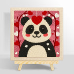 Sweet red heart panda punch needle kit for beginners