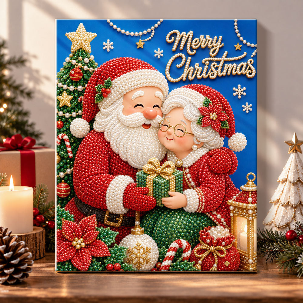 Sweet santa couple pearl diamond painting kit for beginners