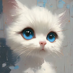 Sweet white kitten with bright blue eyes cross stitch kit for beginners