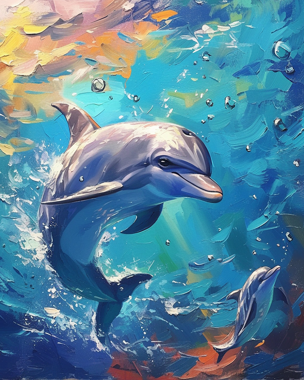 Swimming dolphins cross stitch kit for beginners
