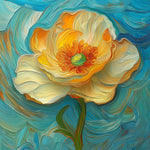 Swirling cream and yellow poppy cross stitch kit for beginners