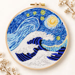 Swirling ocean waves embroidery kit