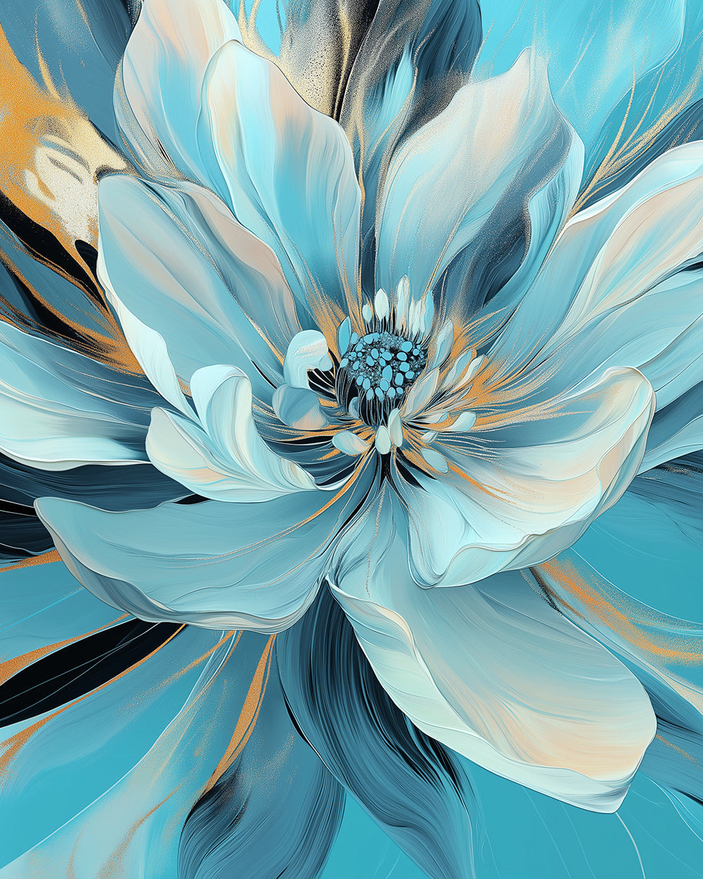 Teal floral art cross stitch kit for beginners