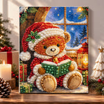 Teddy bear reading book pearl diamond painting kit for beginners