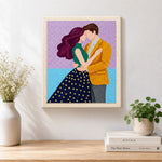Finished tender embrace artwork displayed on a wall