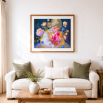 Finished tender heart full of blooms cross stitch artwork displayed as home decor