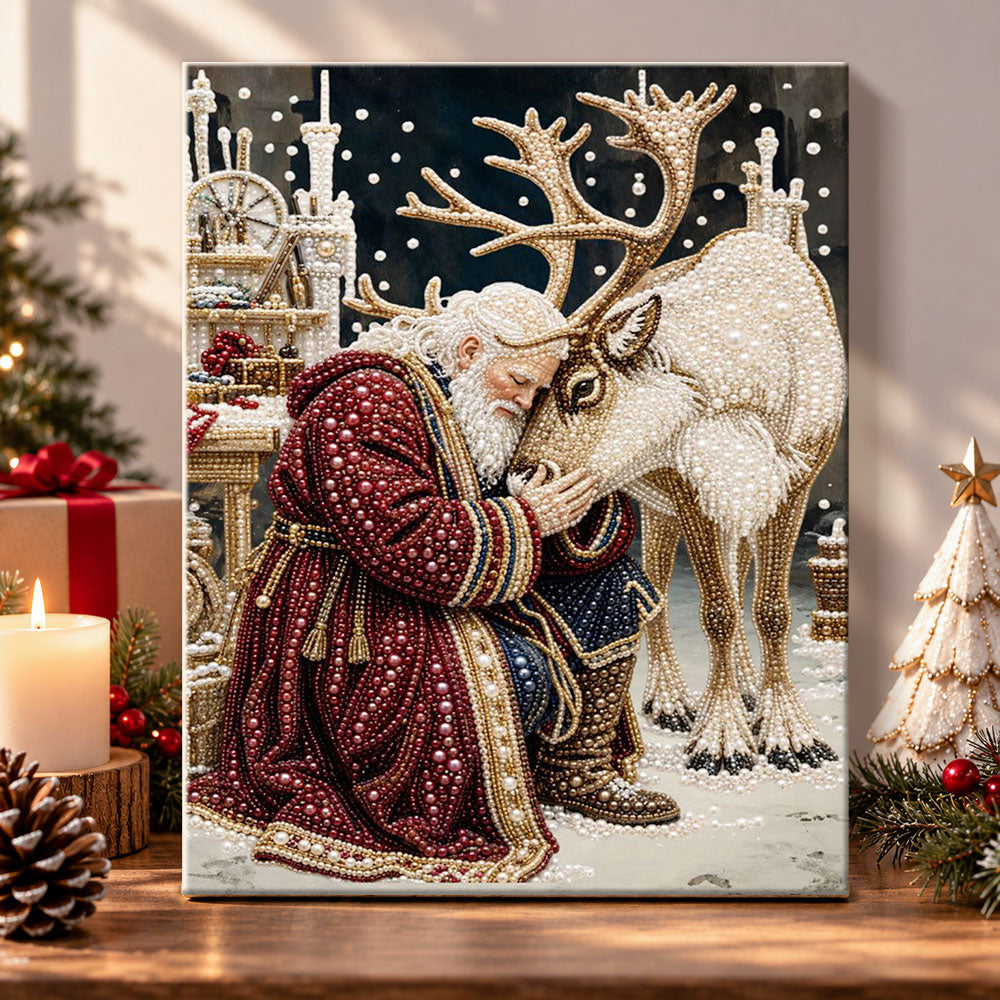 Tender moment with reindeer pearl diamond painting kit for beginners