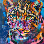 Textured colorful leopard portrait cross stitch kit for beginners