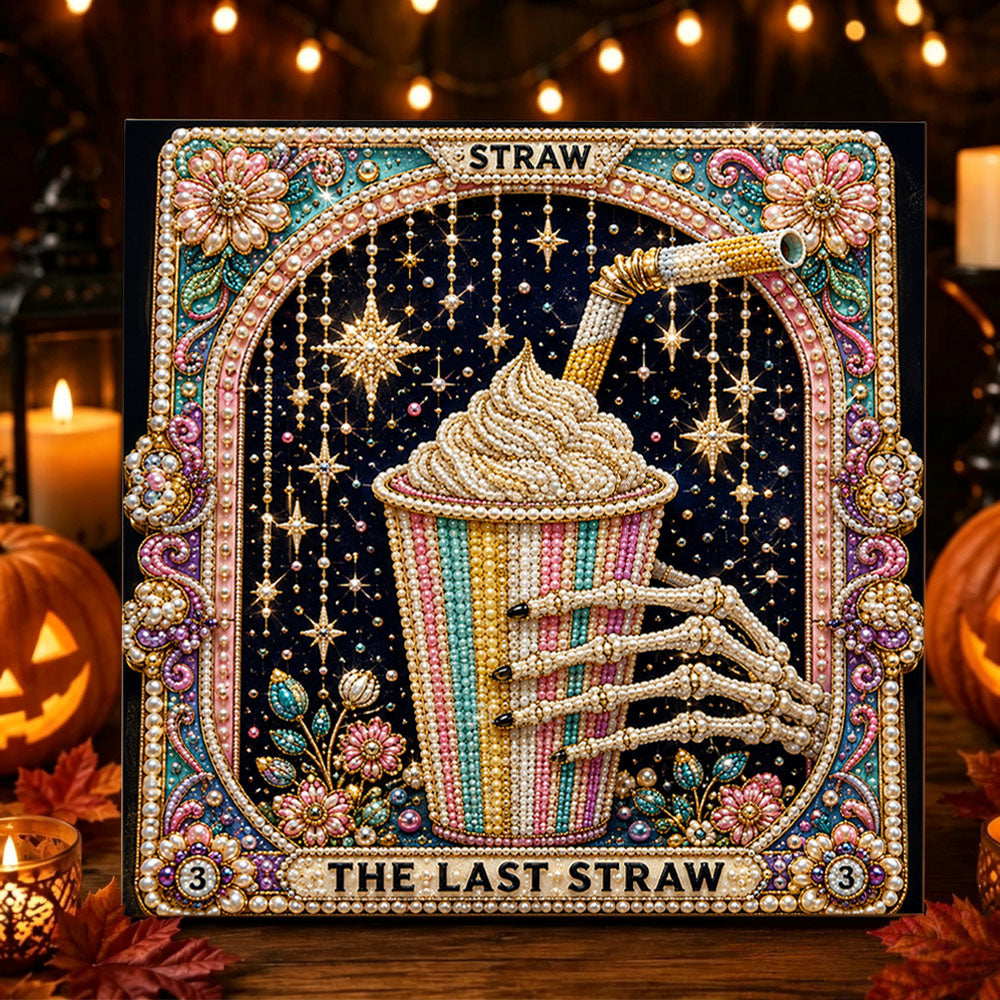 The last straw skeleton drink pearl diamond painting kit for beginners