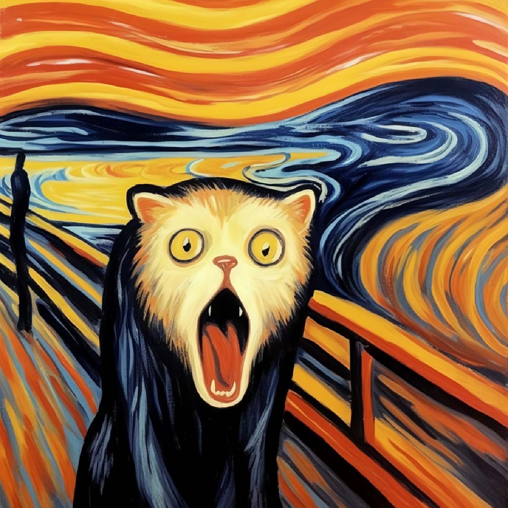 The scream cat parody art cross stitch kit for beginners